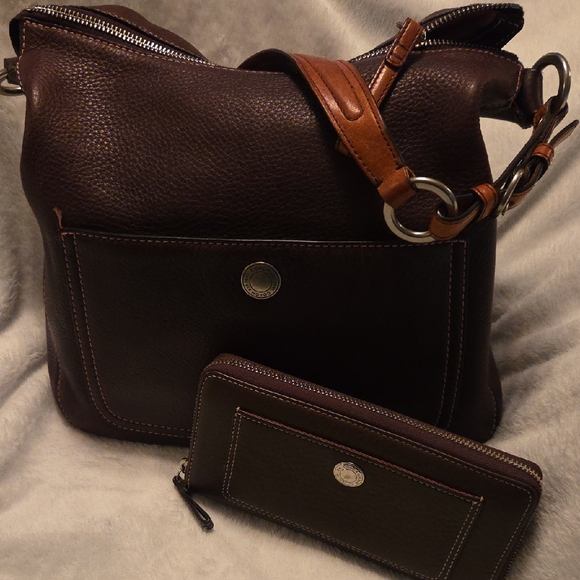Coach Other - Coach EUC Dark Brown Pebbled Leather Bag and Wallet Set